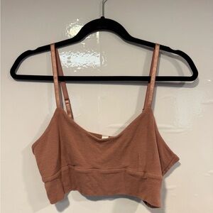 Pink Ribbed Athleta Cropped Sleep lounge bra